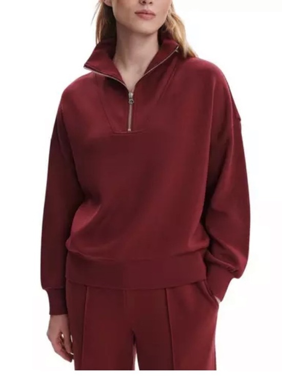 Varley Tops - Varley Zip-Front Pullover in Deep Burgundy